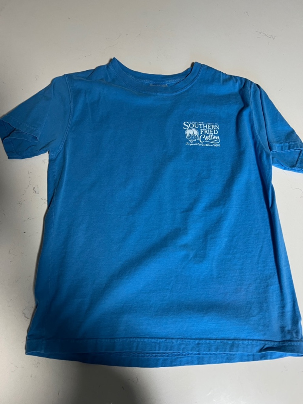 Southern Fried Cotton Kids Bright Blue Short Sleeve Tee with Chest Logo